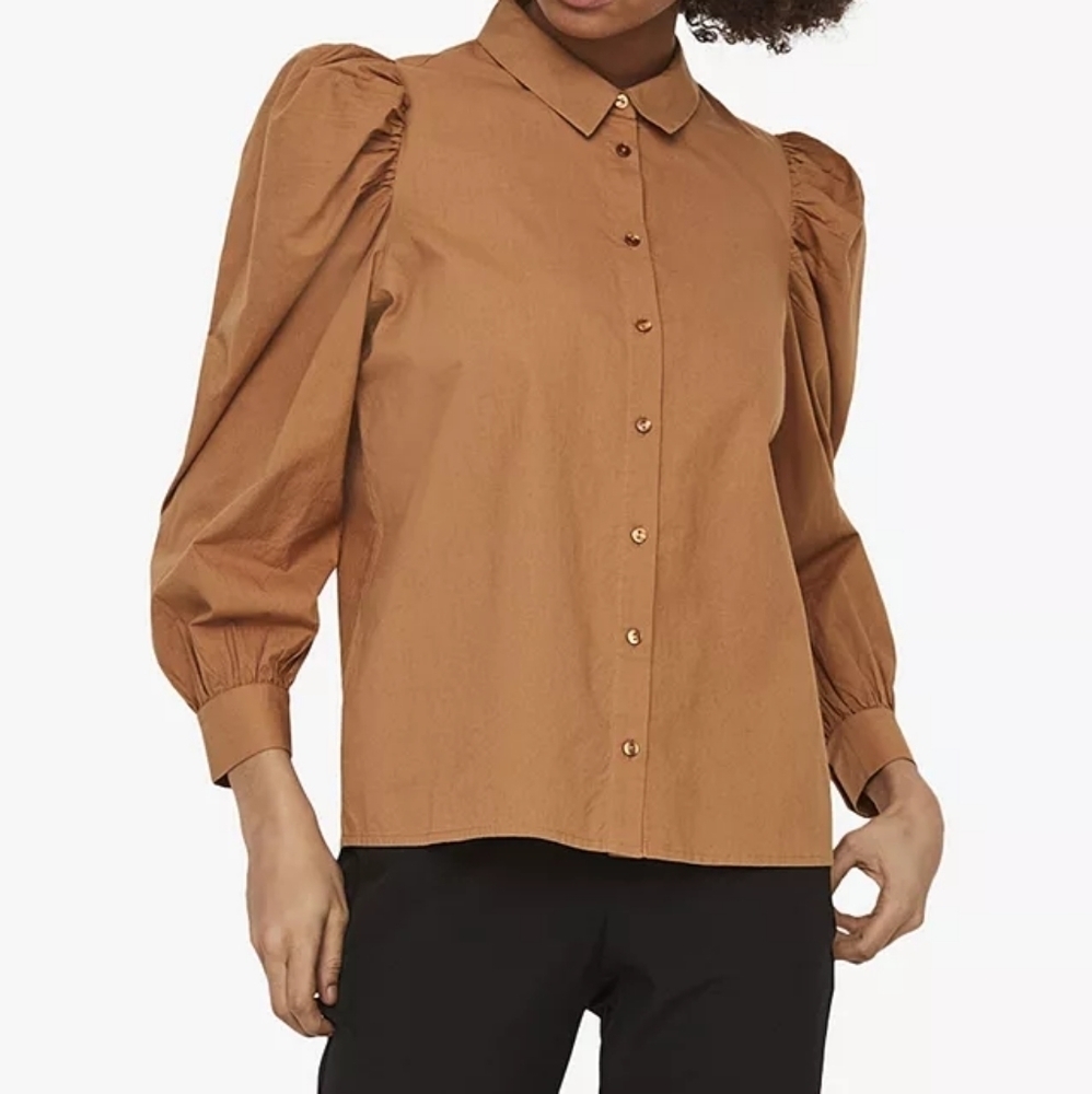 AWARE Vero Moda Miriam Puff Sleeve Minimalist Business School Blouse | Size XL